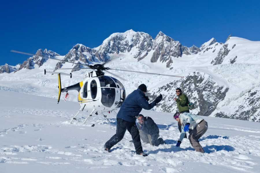 Franz Josef Glacier helicopter flight with snow landing New Zealand
